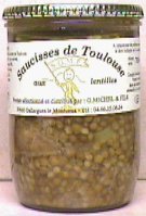 Saucisses de Toulouse aux Lentilles